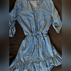 Blue denim mini dress #minidress